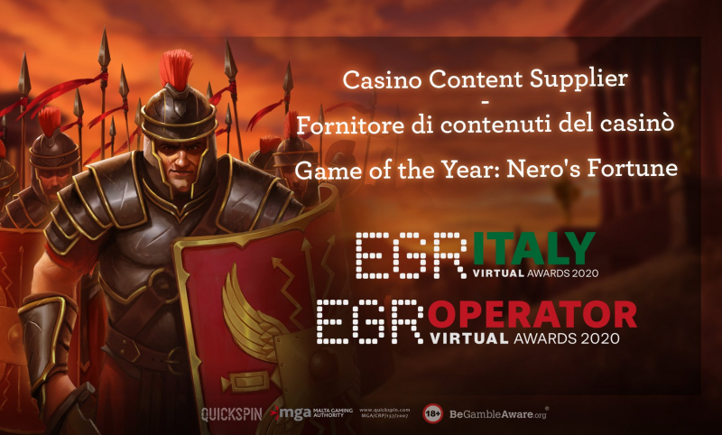 Nero's Fortune от Quickspin номинирован на премию EGR Virtual Awards 2020