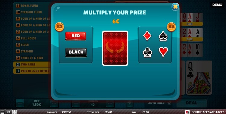 Double Aces and Faces — онлайн-покер от Red Rake, играть онлайн, бесплатно и без регистрации