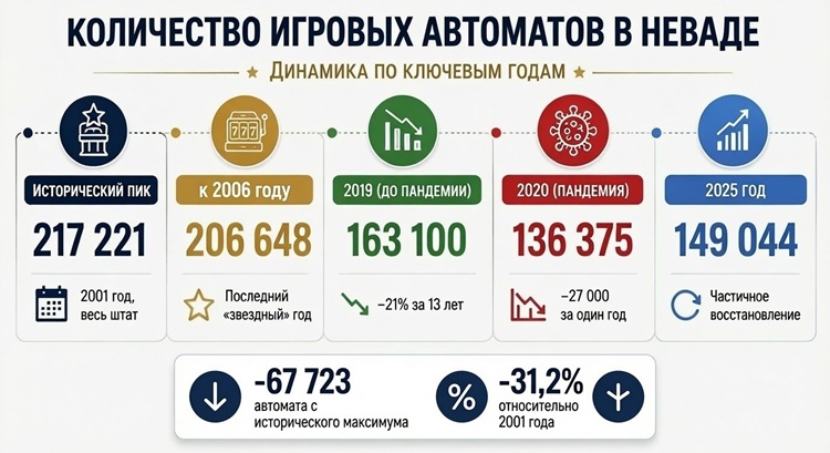 Казино Невады за 20 лет — меньше игровых автоматов, больше денег | Casino.ru